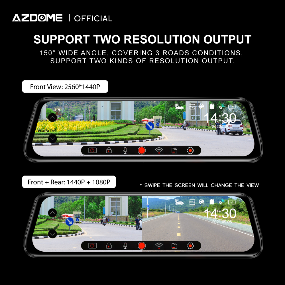 AZDOME AR09 1440P/2K Ultra HD Mirror Dash Cam