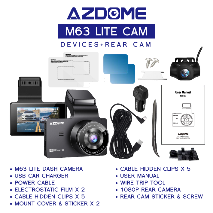 AZDOME M63Lite 2160P/4K Ultra HD Dash Cam