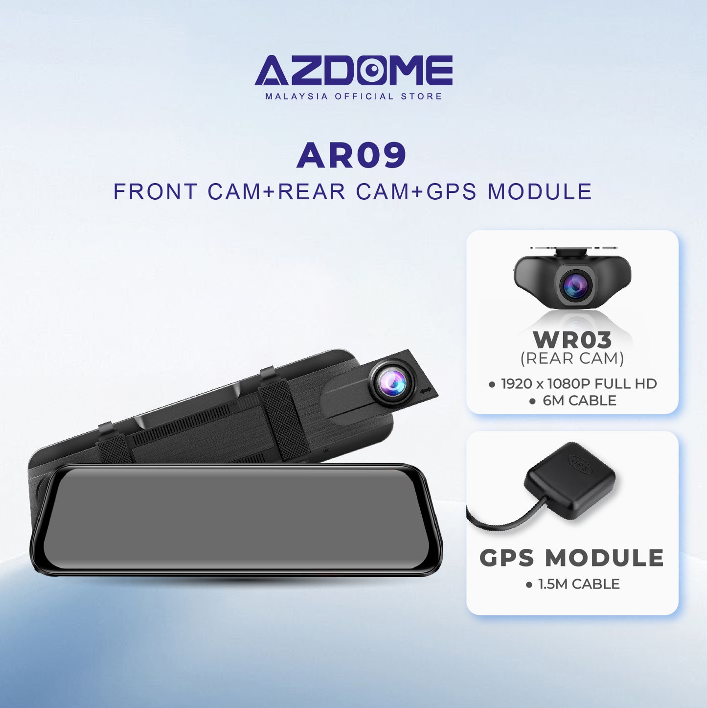 AZDOME AR09 2160P/4K Ultra HD Rear Mirror Front & Rear DashCam Night Vision