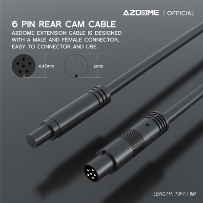 AZDOME 6 Meters Extension Rear Cam Cable