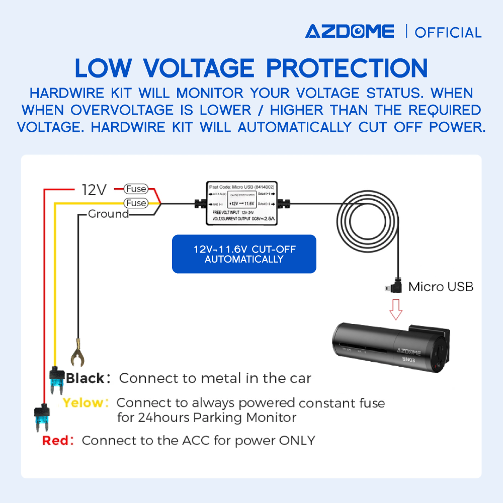 AZDOME HW03L Hardwire Kit