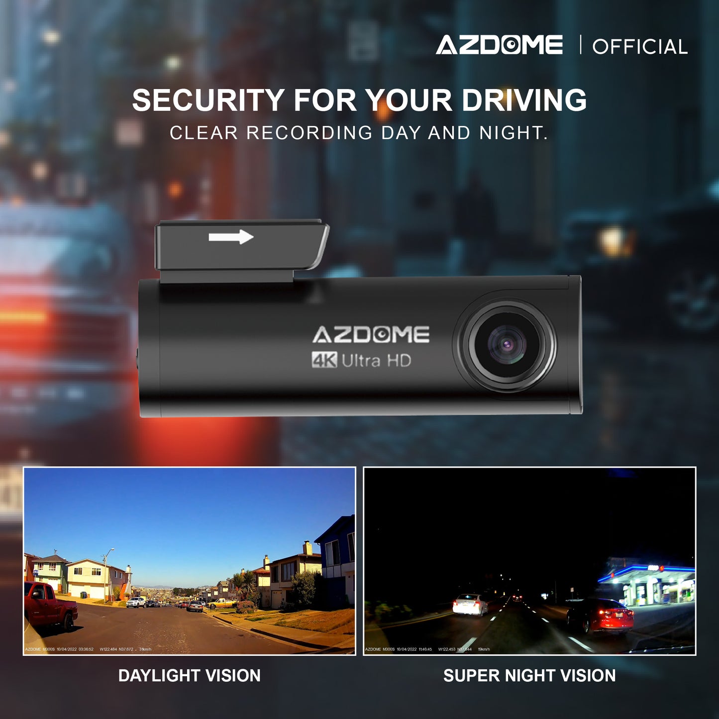 AZDOME M300S 2160P/4K Ultra HD Dash Cam