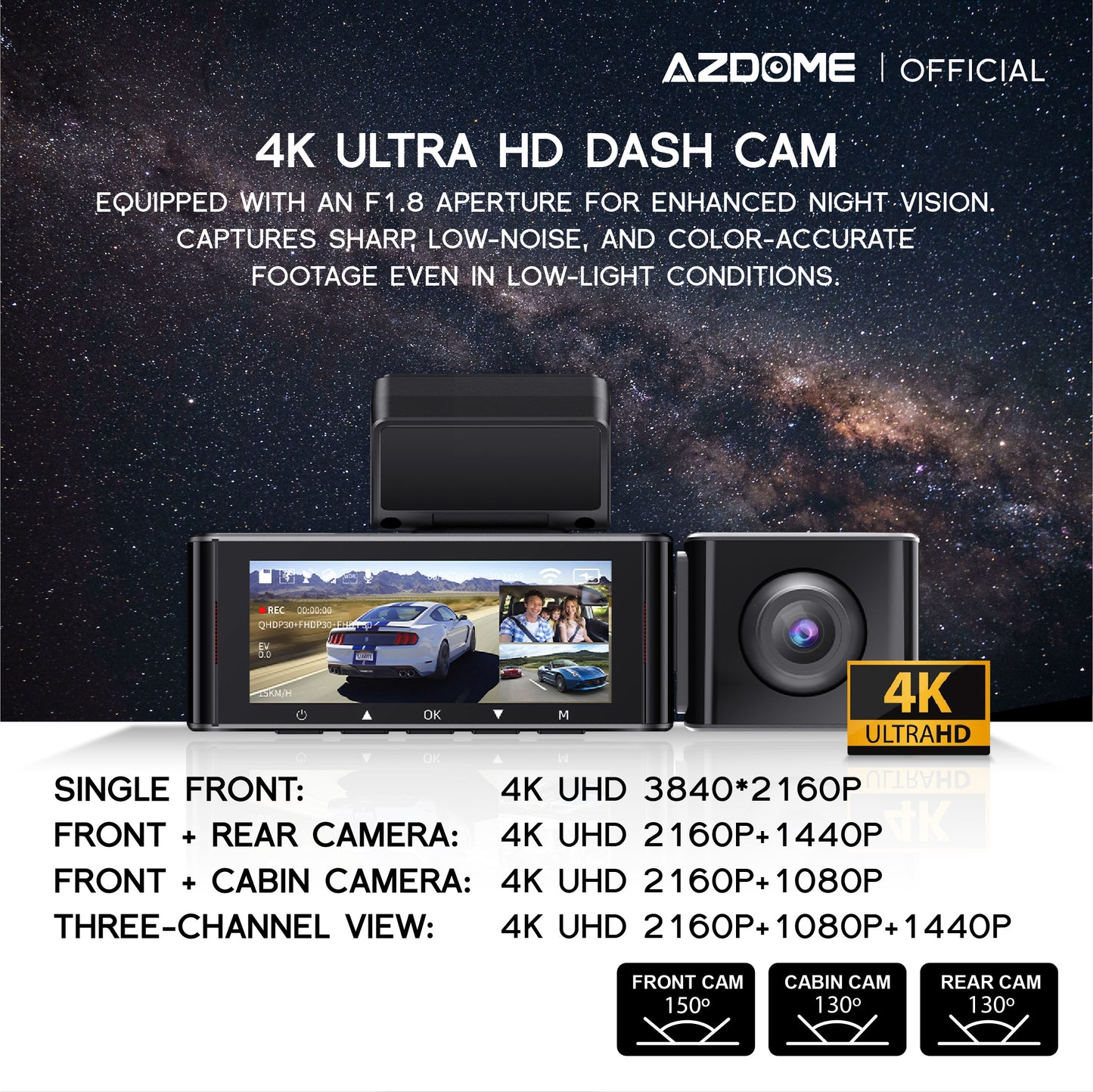 AZDOME M550MAX 2160P/4K Ultra HD Dash Cam