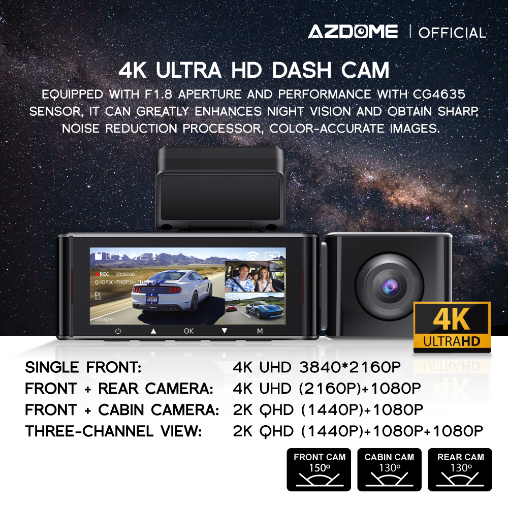 AZDOME M550PRO 2160P/4K Ultra HD Dash Cam