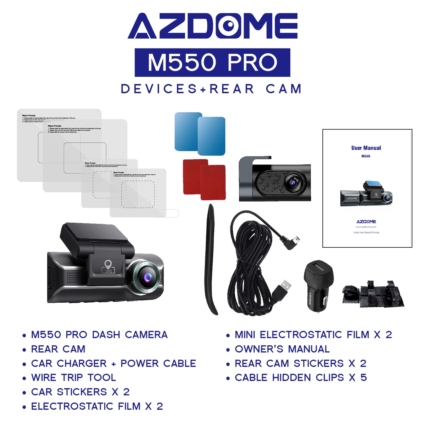 AZDOME M550MAX | M550PRO 2 & 3 Channel DashCam | 4K+1K+2K | UltraHD | Night Vision | App Control | WaterProof RearCam