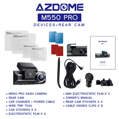 AZDOME M550MAX | M550PRO 2 & 3 Channel DashCam | 4K+1K+2K | UltraHD | Night Vision | App Control | WaterProof RearCam