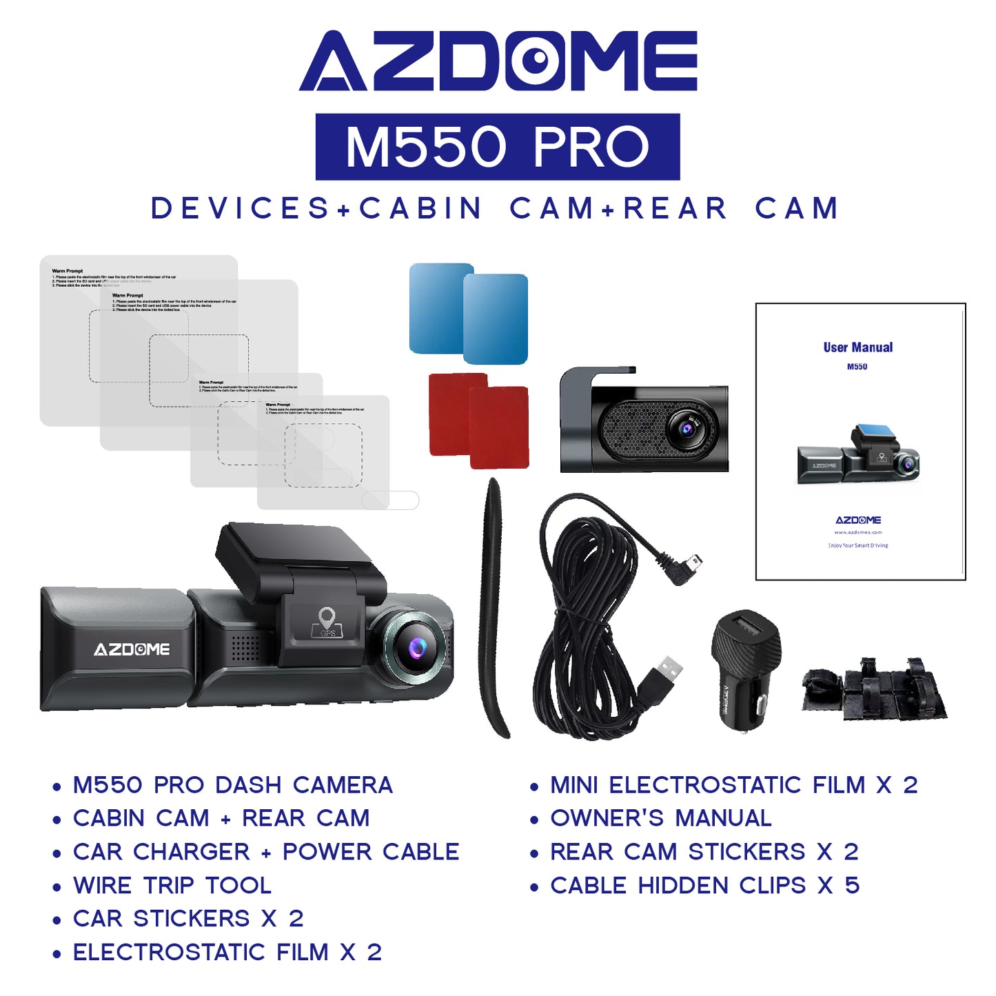 AZDOME M550MAX | M550PRO 2 & 3 Channel DashCam | 4K+1K+2K | UltraHD | Night Vision | App Control | WaterProof RearCam