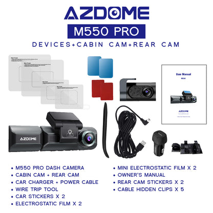 AZDOME M550MAX | M550PRO 2 & 3 Channel DashCam | 4K+1K+2K | UltraHD | Night Vision | App Control | WaterProof RearCam
