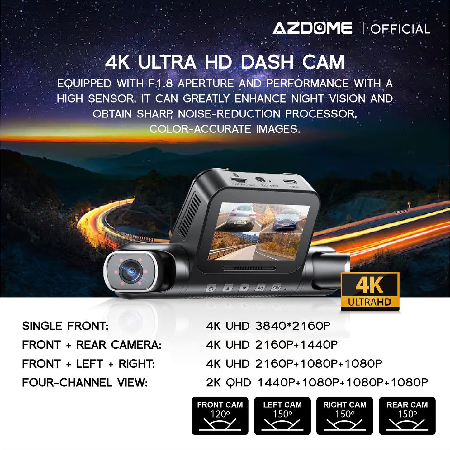 AZDOME M660 2160P/4K Ultra HD Dash Cam