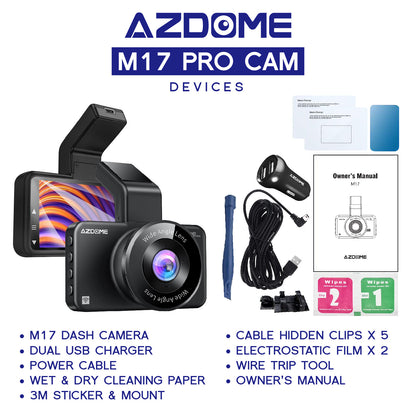 AZDOME M17PRO 1296P Full HD Dash Cam